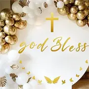 God Bless Party Decal Baptism Wall Decal for Balloon Arch God Bless Backdrop Decals First Communion Baptism Decorations First Birthday Baptism Wall Sign Decal Baby Shower Party Backdrop Decal