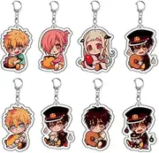 [ISaikoy] Set of 8 Anime Toilet Bound Hanako Kun Acrylic Keychain Double Side Pendant Keyring C, Multicolor