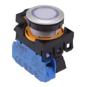 IDEC CW Series White 24V LED Metallic Momentary Flush Push Button Switch 1NO