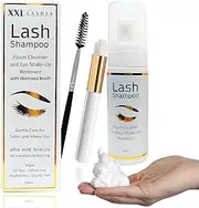 Eyelash Extension Shampoo, Micellar Foam Cleaner with Wild Rose Lash Shampoo with Foam Nozzle, Eyelash Care Including Eyelash Shampoo Brush, Makeup and Eyelid Cleaner for Eyelashes, 50ml