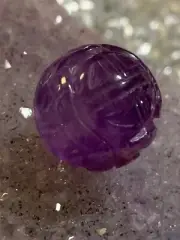 A Vintage Amethyst Carved Chinese Bead Shou Dragon Purple Amethyst 18mm Round