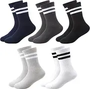 [Zuimei] 5 Pairs Baby Socks for Boys Girls Toddler Cotton Ankle Socks Simple Stripes Toddler Socks Breathable Baby Socks Infant Kids Children Aged 1-3 Years