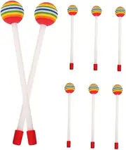 JEWEDECO 8pcs Rainbow Color Lollipop Drumsticks Soft Head Musical Percussion Mallets for Xylophones and Tongue Drums Safe and Durable Design Easy Grip