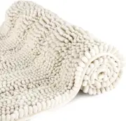 Bath Mats for Bathroom White Thick Soft Chenille Floor Mats 16X24 Inches Non