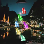 Solar Garden Lights Solar Wind Chimes Color Changing Cat Wind Chimes Decoration Lights