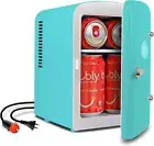 Retro 4L 6 Can Portable Mini Fridge Compact Car Refrigerator Skincare Cosmetic