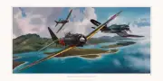 Mitsubishi A6M Zero vs Corsair F4U Dogfight Solomon Islands WWII Ltd Ed Print