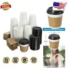Bulk 100 Count 10 oz White Coffee Cups with Lids - Perfect for Parties & Events