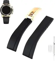 [Topuly] 20mm Rubber Watch Band replacement for Rolex Daytona Submariner Yacht-Master GMT-Master Sea Dweller Air-King Datejust Day-Date Explorer Deployment Buckle Silicone Strap Wirstband accessories