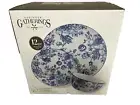 Godinger Gatherings Dinner Salad Plates an Bowls 12 Pc SET Blue White Floral NEW