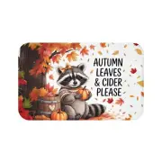 Autumn-Themed Bath Mat with Raccoon Design, Cozy Fall Decor, Seasonal Home Rug