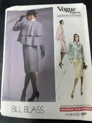Vintage 80's Vogue Pattern Bill Blass 1957 Size 10 Jacket and Skirt Uncut