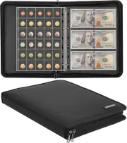 Coin Collection Book Holder for Collectors, 300 Pockets Fireproof Coins Collecti