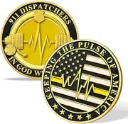 Police Challenge Coin Law Enforcement Service and Integrity Medallion Thank You for Your Dedication Token Appreciation Gifts for Police Officers Veterans and Families (Blue line of 911)