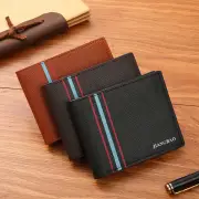Men's Short Thin Wallet Soft Leather Multi-Card Slots Coin Purse Cross Pattern Horizontal Stitch Large Capacity Fashion