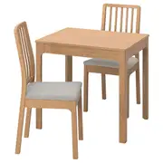EKEDALEN / EKEDALEN table and 2 chairs, oak oak effect/Orrsta light grey, 80/120 cm