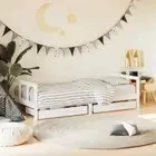 Kids Bed Frame Storage Drawers Wood Pine Single Mattress Base Platform White