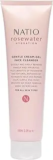 Natio Australia Rosewater Hydration Gentle Cream-Gel Face Cleanser 100ml - Hydrating Cleansing Face Wash For All Skin Types - No Foam Cleanser - Rosewater, Sweet Almond, Seasame & Apricot Kernel - Made in Australia