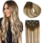 Clip in Hair Extensions Balayage Walnut Brown to Ash Brown and Golden Blonde ...