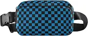 [Amooorous] Blue-black Checkerboard Stylish Fanny Waist Pack for Women Men Multipurpose Zipper Fanny Pack Sling Bag with Adjustable Strap for Travel Shopping Running, Blue-black checkerboard, 1 size