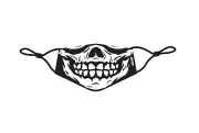 HEADSKINZ - REUSABLE COTTON FACE MASK with PM2.5 CARBON FILTER - BIKER SKULL