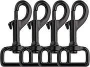 Buclefly Swivel Clips Snap Hooks Black Heavy Duty Dog Leash Clips Dog Leash Clasp Dog Leash Snaps Hooks Trigger Clip Trigger Snaps 1'' 4pcs