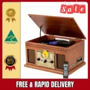 Bluetooth Turntable Vinyl Record CD Player Recorder AUX MP3 Cassette Stereo Musi