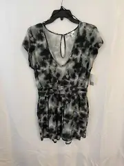 BP Women’s Black/Grey V-Neck Tie Dye Romper Size Medium NEW