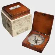 Lewis & Clark Compass Mahogany Case 3.25" Gift Boxed Oregon Trail Expedition