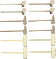ERINGOGO 15Pcs Wooden Mallets Safe Lightweight Mini Hammers for Creative Play DIY Crafts Cake Decoration for Boys Natural