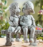 Elenon Garden First Kiss Outdoor Statue Decorative, Couple Puppy Love Garden Sculpture for Yard Patio Art Decoration