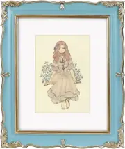 Vintage Picture Frame 8X10 Blue Gold, 8 by 10 Ornate Decorative Antique Frame wi