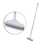 2-in-1 Rotating Floor Scrub Brush & Squeegee Long Handle Broom Mop