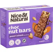 Nice & Natural Nut Bars Peanut & Almond With Milk Choc Multipack Snacks 6 pack