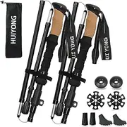 HUINING Hiking poles with cork handle, foldable hiking poles, telescope, Nordic walking poles for men and women, trekking poles, ultralight trekking poles made of aluminium with lots of accessories