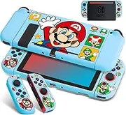Xcitifun Designed for Nintendo Switch Case Switch Joy-Con TPU Cases for Girls Boys Kids Cartoon Cute Kawaii Character Protective Shell Compatible with Nintendo Switch Controller Cover - Blue Hand