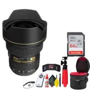 Nikon AF-S NIKKOR 14-24mm f/2.8G ED Lens Bundle(INTL Model) with 64GB SD Card