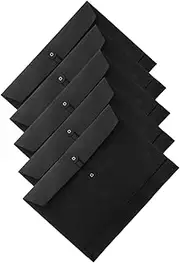 Veemoon A4 Black Card Document Bag Paper Mail Envelopes Reusable Envelopes for Post Cards Letter Size File Bags Organizer 5 Pack