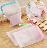 LASSUM 10PCS Double Layer Bubble Foam Net Exfoliating Mesh Soap Saver Pouch Drawstring Holder Bags Body Facial Cleaning Tool(Color Random)