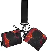 [XYMZR] Mini Zip Around Wristlet keychain Wallet Gothic Astronaut Dark Red for Women Personalized Pattern Detachable Dual Pouch Wristlet Portable Wallet Phone Coin Purse, Multi-colored, One Size