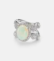 [Yeprem] Yeprem Reign Supreme 18kt white gold ring with diamonds and opal N gold
