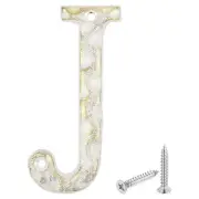 House Address Letter, 5.5 Inch Cast Iron Vintage Letter-J for Sign, White & Gold