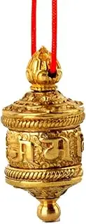 [LOOPIG] Blessed Gilt Tibetan Amulte Pendant Buddhist Turnable Prayer Wheel & Sutra