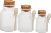 3pcs Bottled Powder Jar Sugar Bowl Cosmetic Powder Bottles Seasoning Storage Cork Jar Bath Salt Holder Favor Cans with Cork Lid Sealed Sugar Canister Wooden Spoon Abs Glass