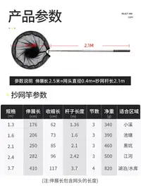 在飛比找樂天市場購物網優惠-抄網桿套裝 撈網漁具 網兜漁具 不鏽鋼抄網竿抄網桿可折疊網頭