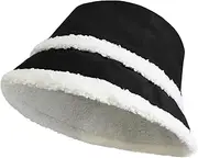 [NLAND] Women's Winter Bucket Hat Fluffy Bucket Hat Wool Lining Warm Cap Hat Outdoor Hiking Outdoor Camping