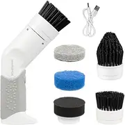 Handheld Electric Spin Scrubber, Li-ion Battery, USB Charger, 5 Replaceable Brushes for Cleaning Tiles, Shower, Tub, Glass, Sink, Barbecues, Pans, Dishes, Cooker Tops, Rust, Grout