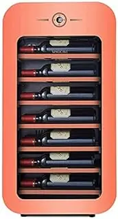 FREEZYMAN 22 Bottle Wine Cooler, Temperature Controlled Refrigerated Wine Cooler, Small Household Wine Refrigerator, Digital Display Steel Guard Glass Door (Color : Orange, Size : 45 * 40 * 86cm)