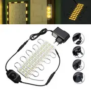 1.5M SMD5050 Waterproof Warm White LED Module Strip Light Kit Mirror Signage Lamp + Adapter DC12V 7184 EU PLUG
