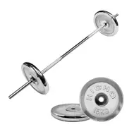 Total 38kg - Barbell Weight Set - 180cm Barbell Bar + 15kg x 2 Silver Weight Plate